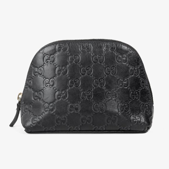 Gucci Guccisimma GG Black Leather Cosmetic Case - Picture 1 of 10